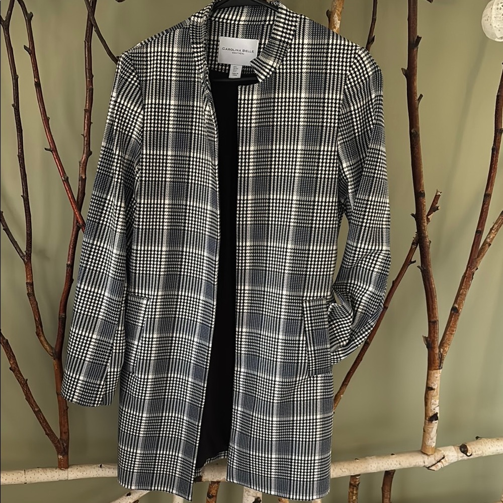 Black and White Plaid Women's Coat